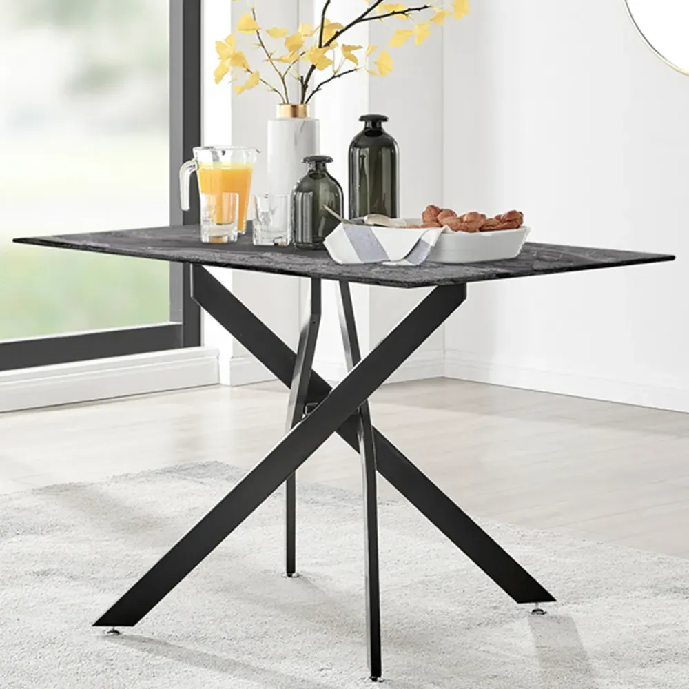 Tavalo 4-Seater Glass Dining Table - Grey, Black image