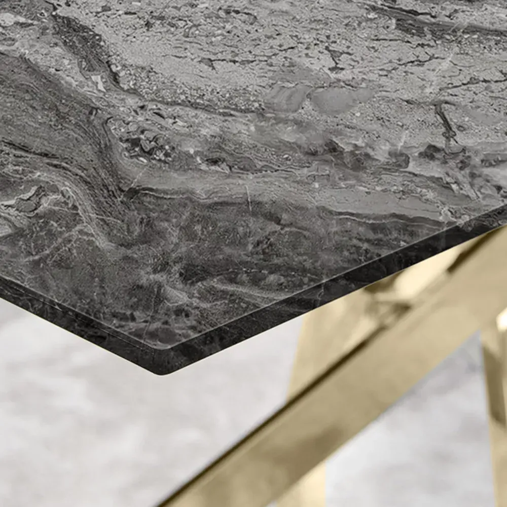 Tavalo 4-Seater Glass Dining Table - Grey, Gold