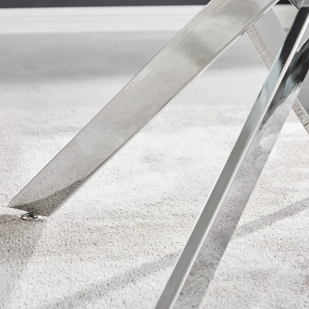 Tavalo 4-Seater Glass Dining Table - Grey, Silver