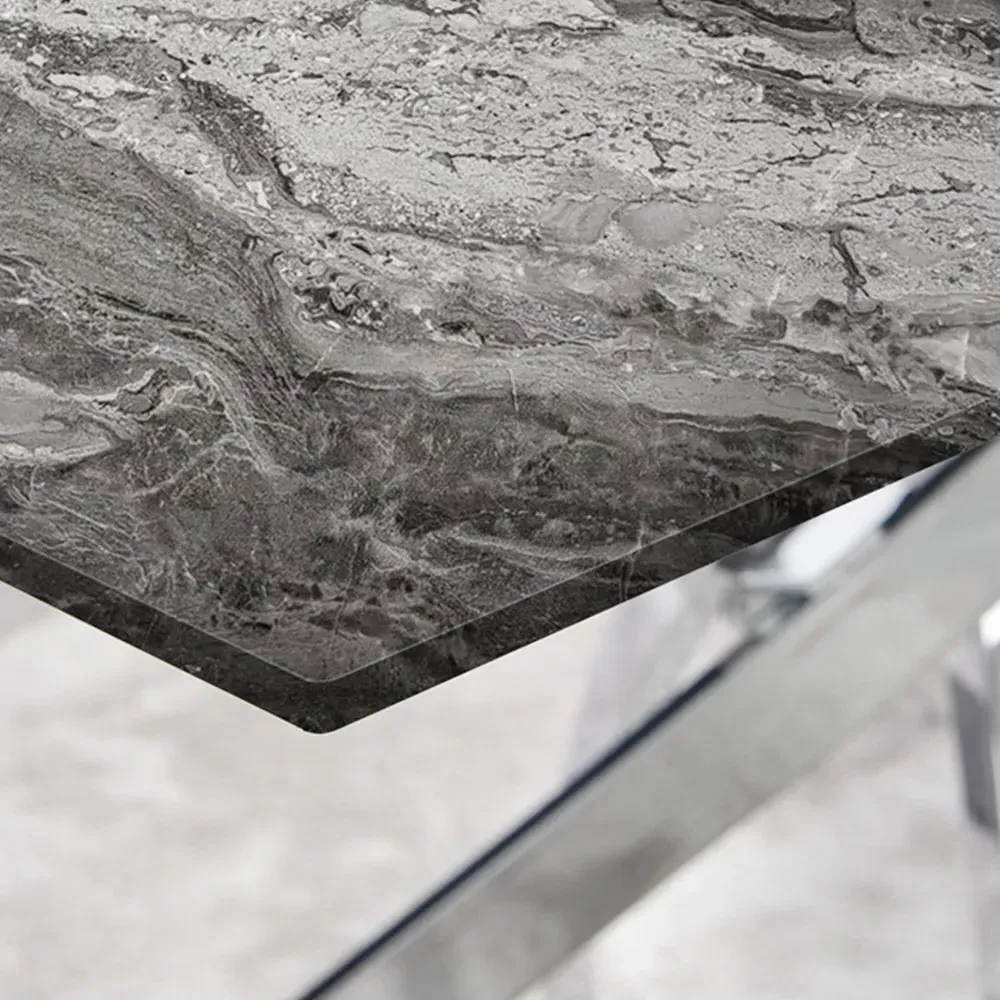 Tavalo 4-Seater Glass Dining Table - Grey, Silver