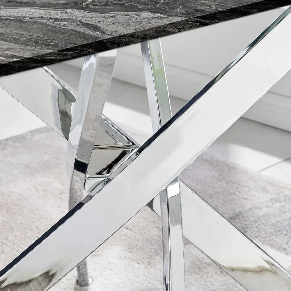 Tavalo 4-Seater Glass Dining Table - Grey, Silver