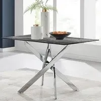 Tavalo 4-Seater Glass Dining Table - Grey, Silver