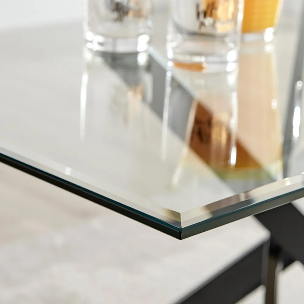 Tavalo 4 Seater Round Dining Table - Black, Glass