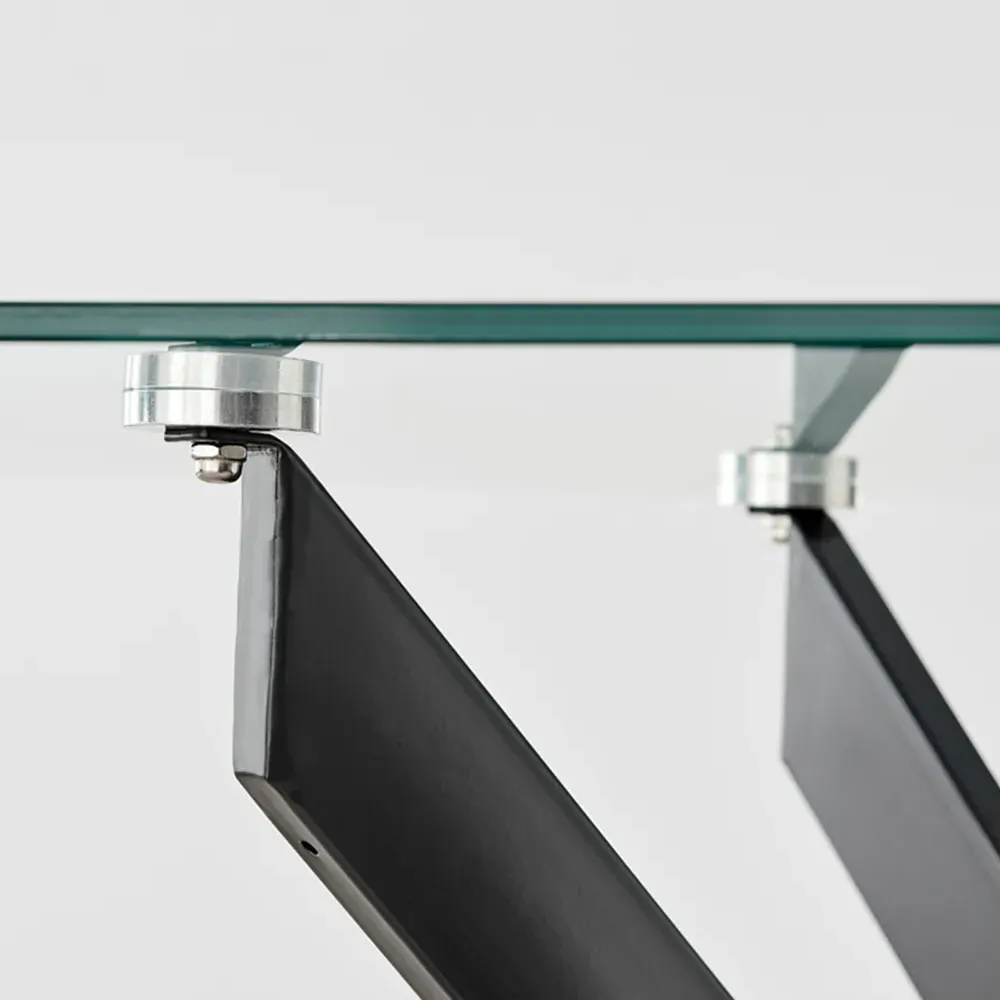 Tavalo 4 Seater Round Dining Table - Black, Glass