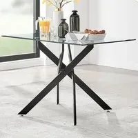 Tavalo 4 Seater Round Dining Table - Black, Glass