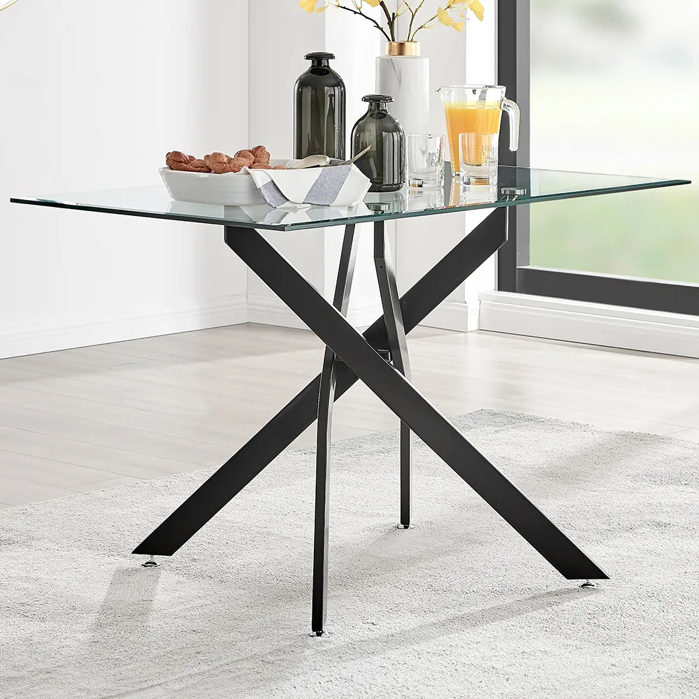 Tavalo 4 Seater Round Dining Table - Black, Glass image