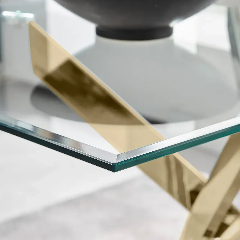 Tavalo 6-Seater Dining Table - Gold, Glass