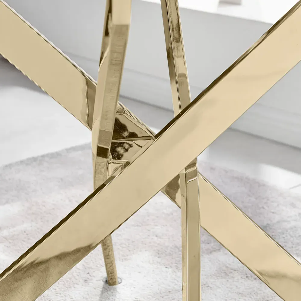 Tavalo 6-Seater Dining Table - Gold, Glass