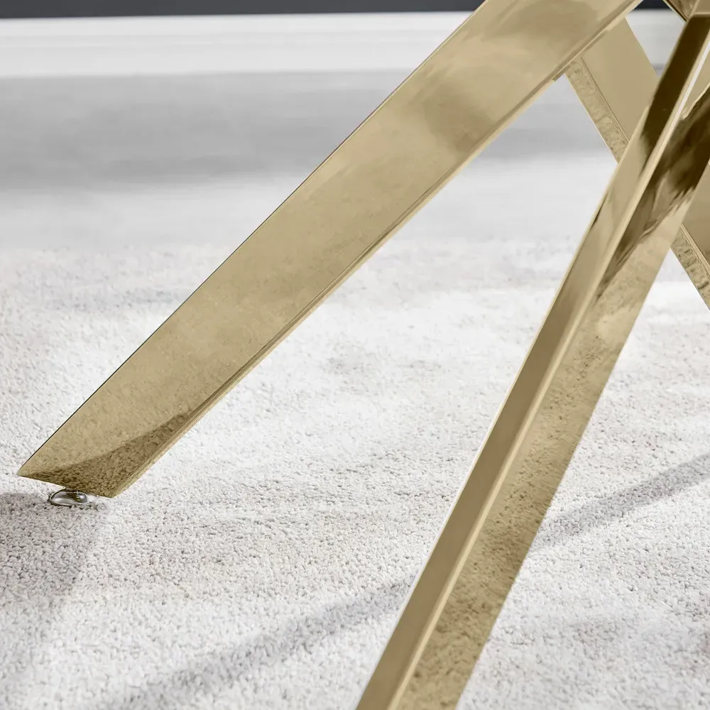 Tavalo 6-Seater Dining Table - Gold, Glass