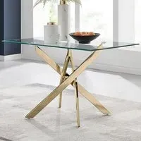 Tavalo 6-Seater Dining Table - Gold, Glass