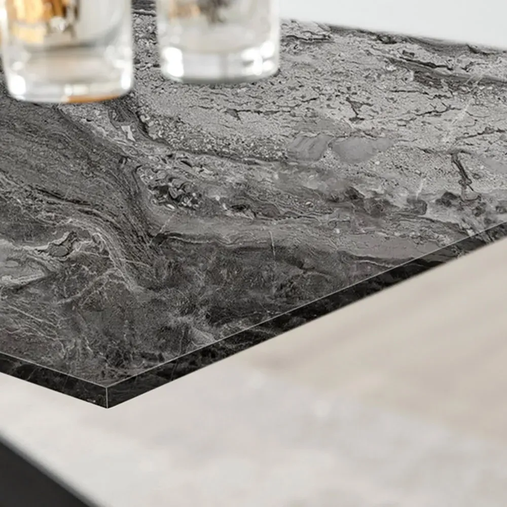 Tavalo 6-Seater Glass Dining Table - Grey, Black