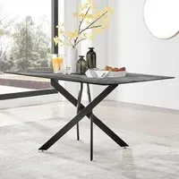 Tavalo 6-Seater Glass Dining Table - Grey, Black