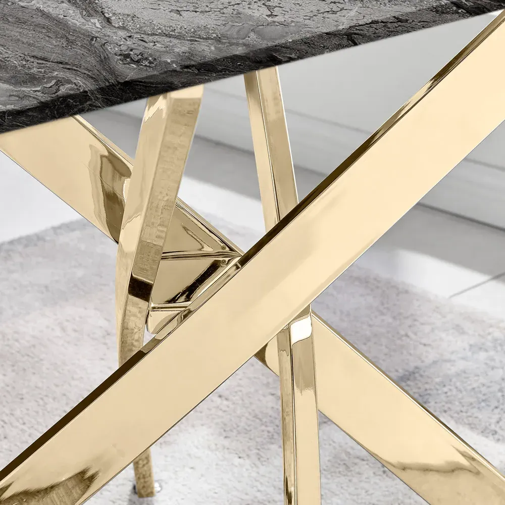 Tavalo 6-Seater Glass Dining Table - Grey, Gold