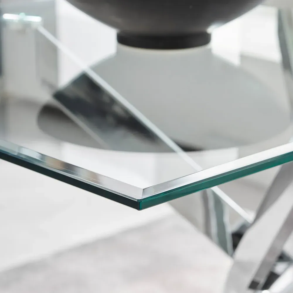 Tavalo 6-Seater Glass Dining Table - Silver