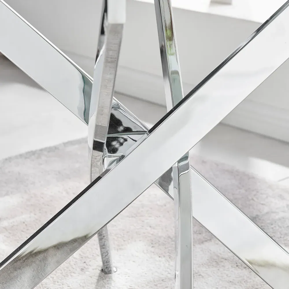 Tavalo 6-Seater Glass Dining Table - Silver