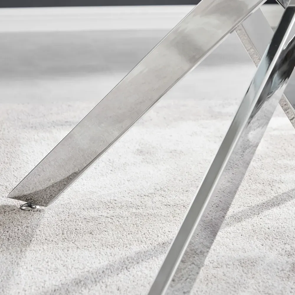 Tavalo 6-Seater Glass Dining Table - Silver