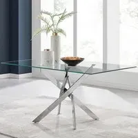 Tavalo 6-Seater Glass Dining Table - Silver