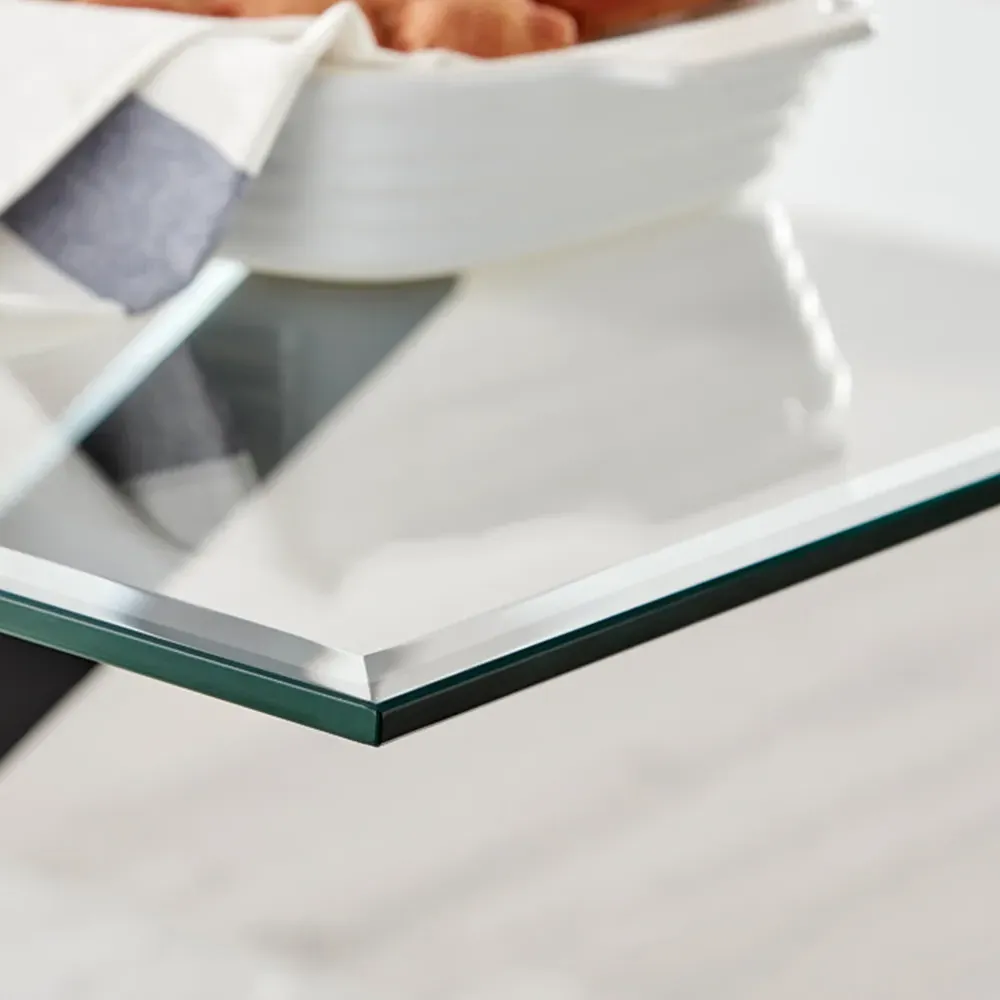 Tavalo 6 Seater Round Dining Table - Black, Glass