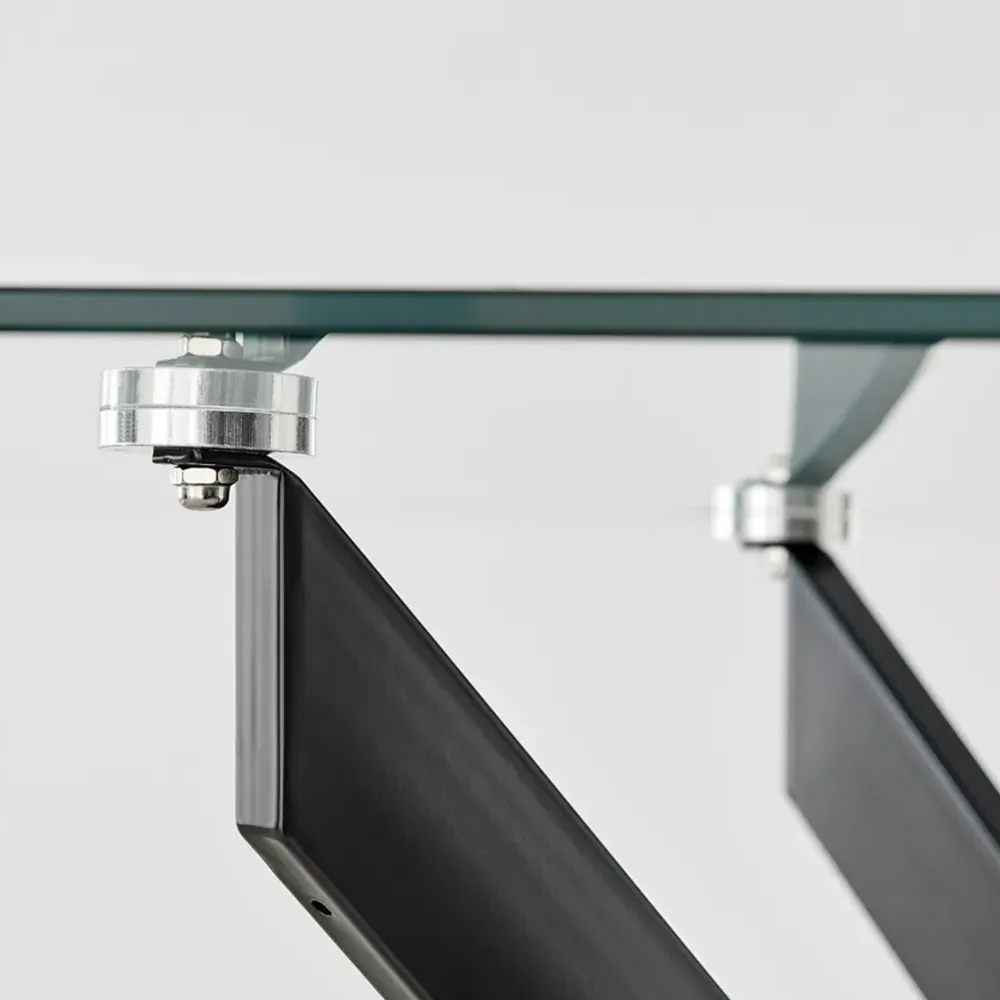 Tavalo 6 Seater Round Dining Table - Black, Glass