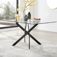 Tavalo 6 Seater Round Dining Table - Black, Glass