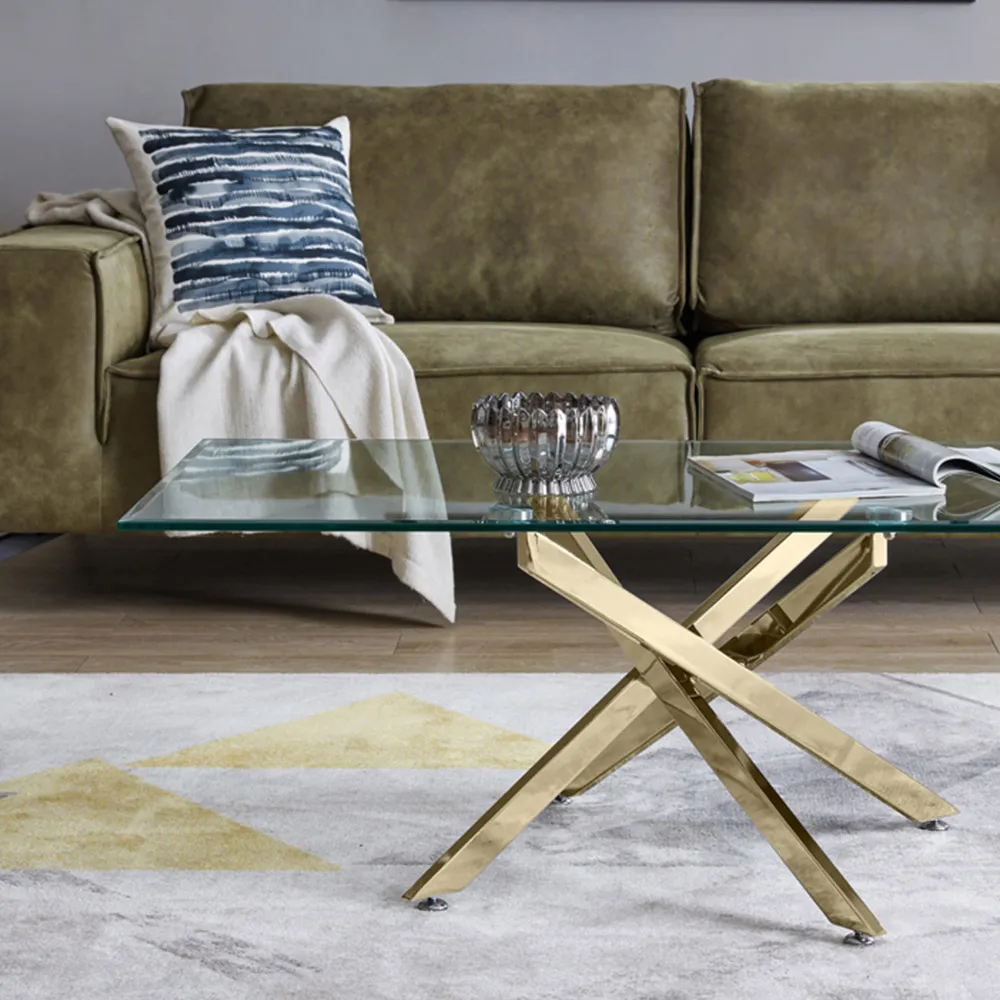 Tavalo Coffee Table - Gold, Glass
