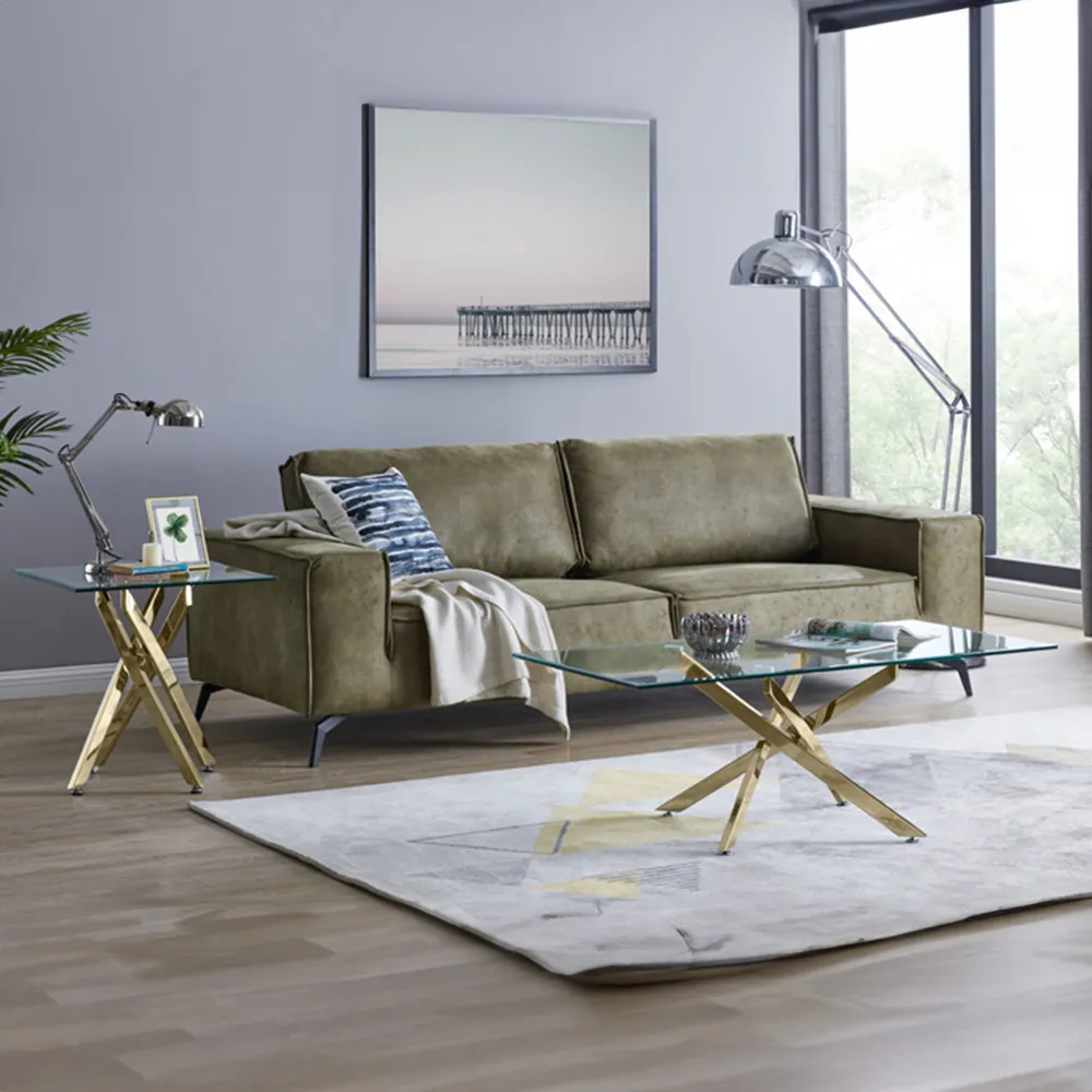 Tavalo Coffee Table - Gold, Glass