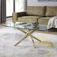 Tavalo Coffee Table - Gold, Glass