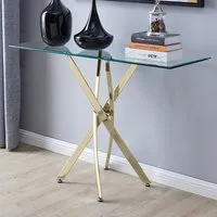 Tavalo Console Table - Gold, Glass
