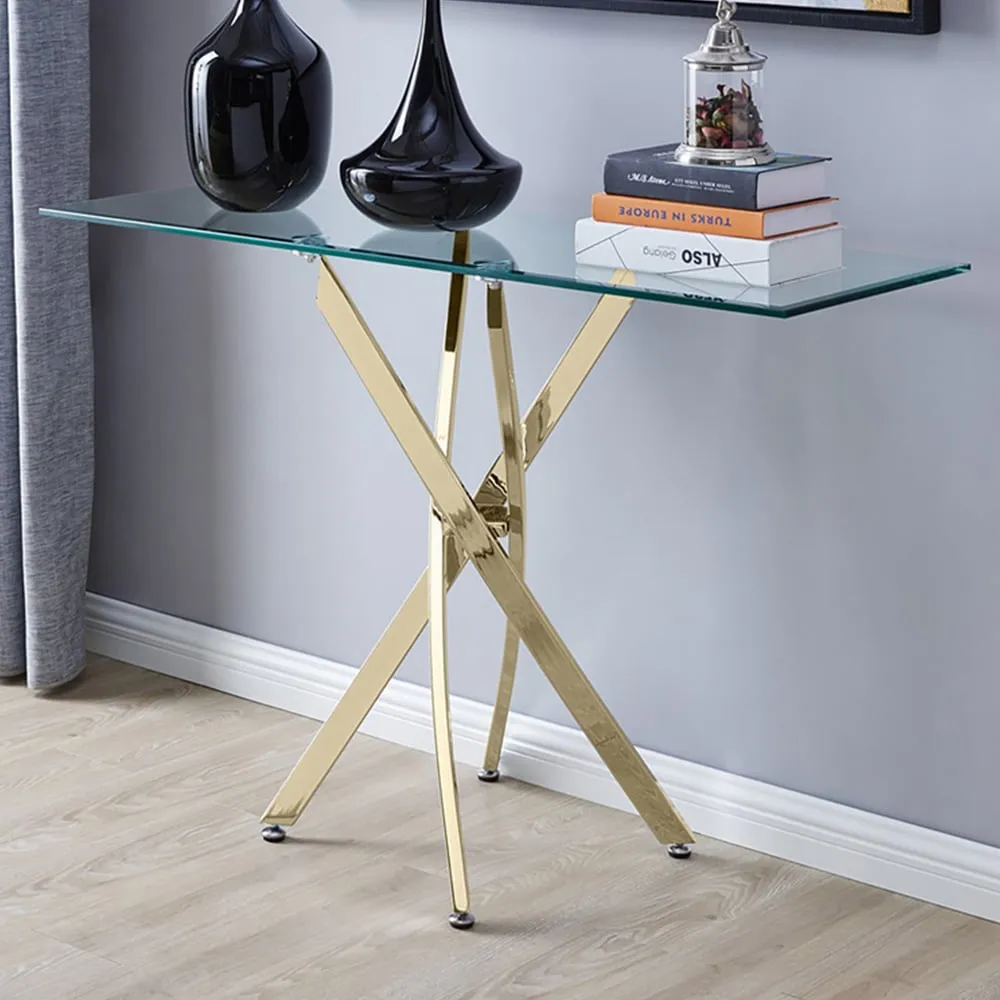 Tavalo Console Table - Gold, Glass image