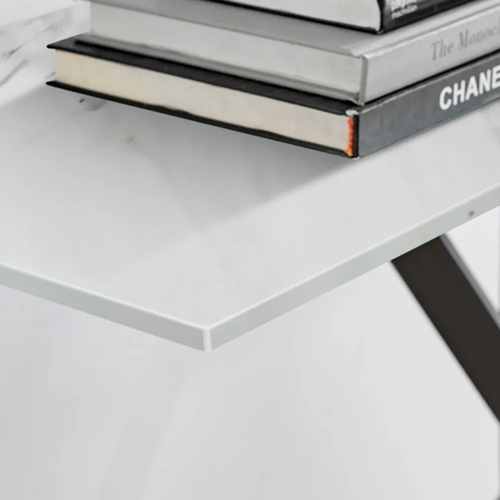 Tavalo Console Table with Black Legs - White Marble Effect