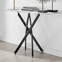 Tavalo Console Table with Black Legs - White Marble Effect