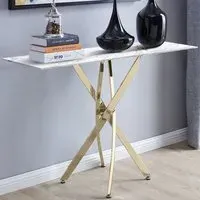 Tavalo Console Table with Gold Legs - White, Marble Effect