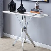 Tavalo Console Table with Silver Legs - White Marble Effect