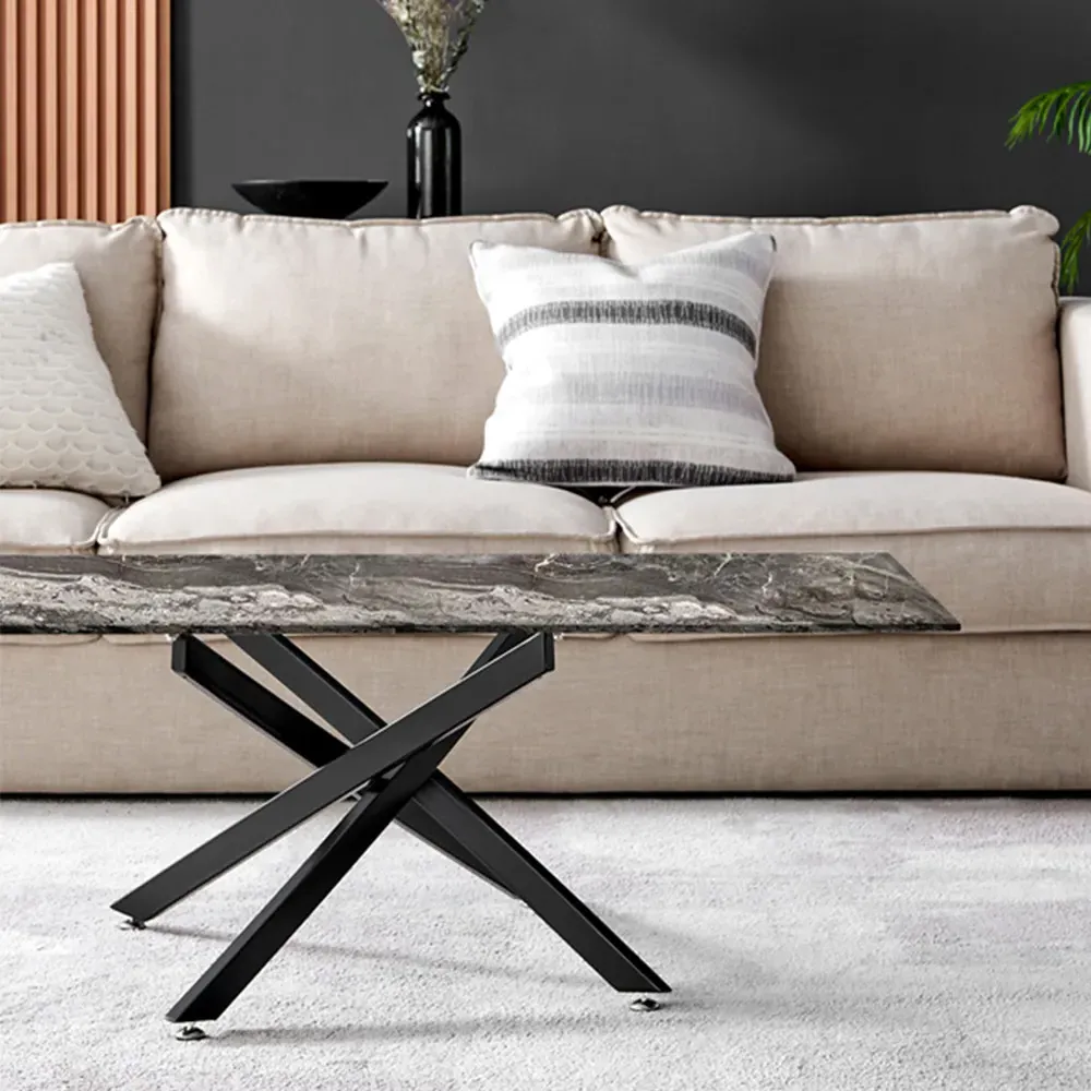 Tavalo Rectangular Coffee Table - Grey, Glass