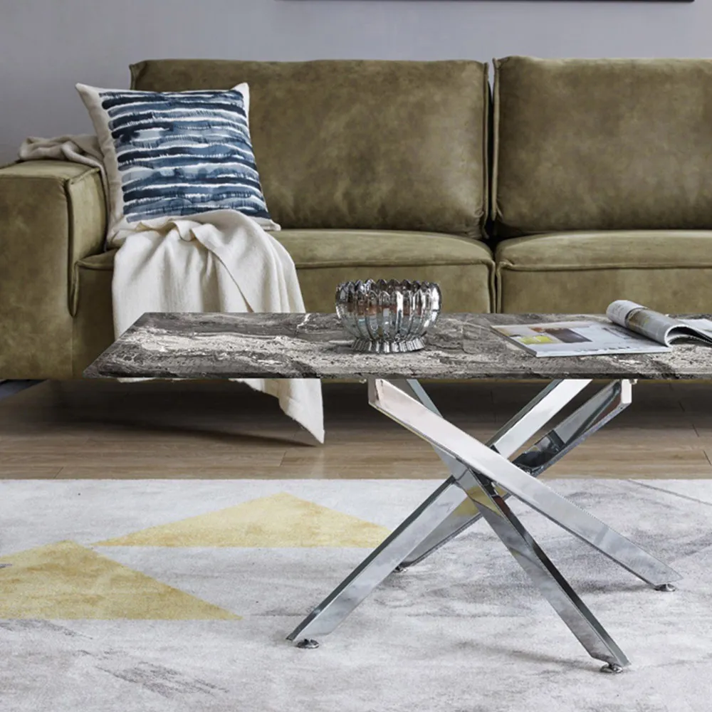 Tavalo Rectangular Coffee Table - Grey, Glass