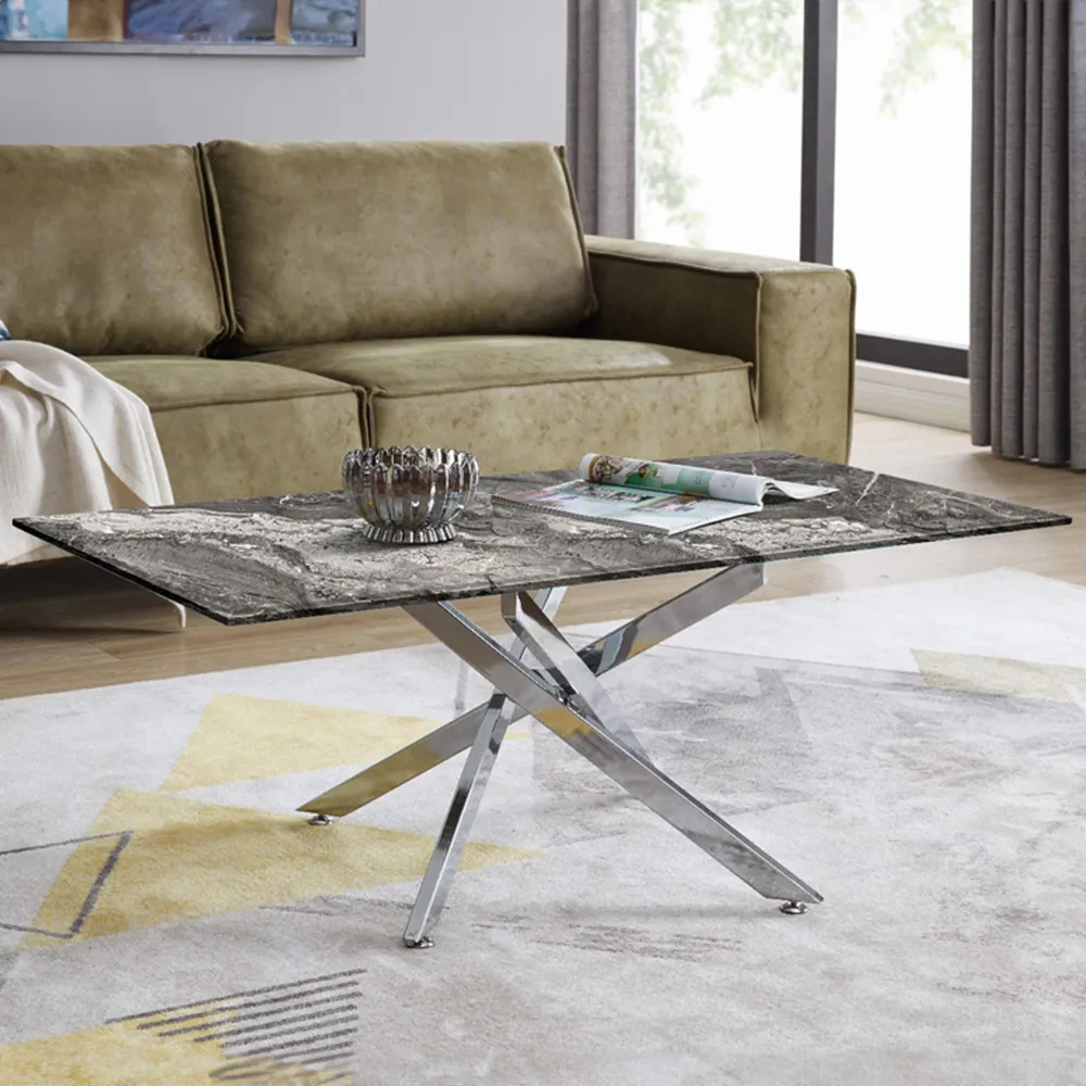 Tavalo Rectangular Coffee Table - Grey, Glass