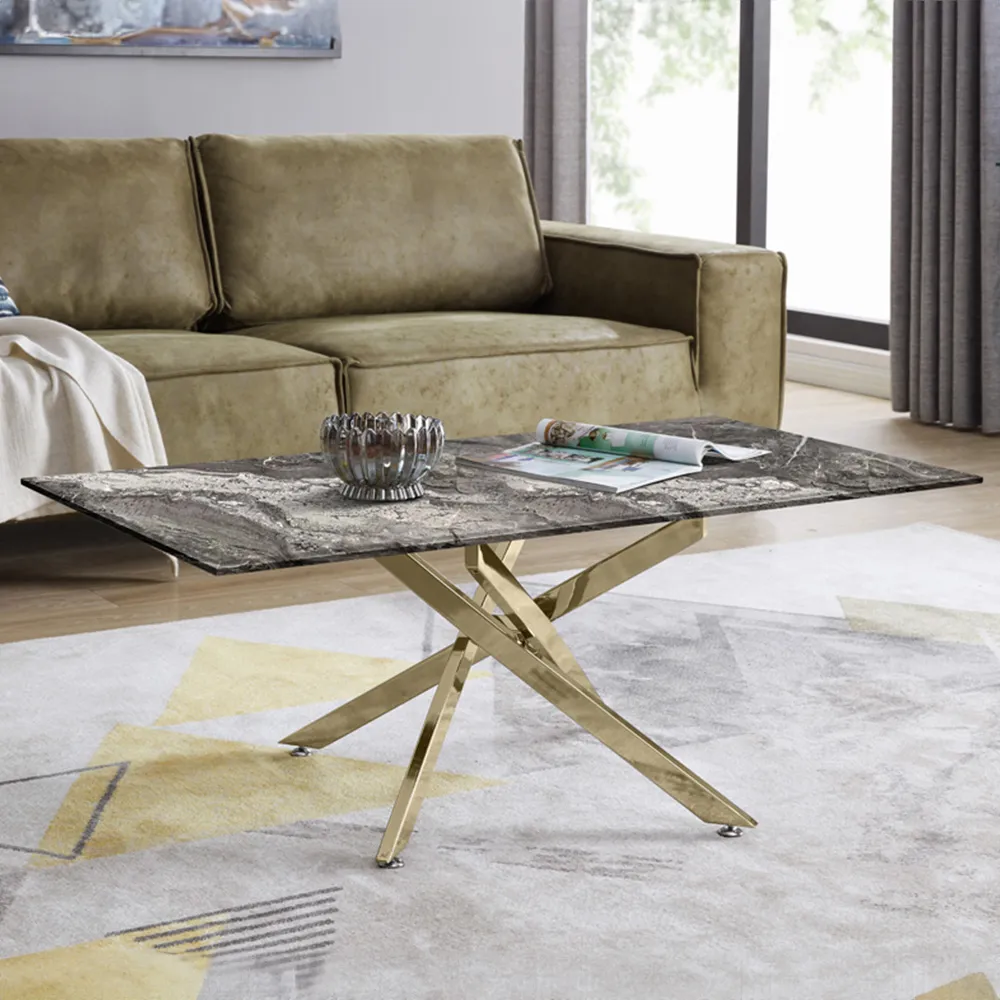 Tavalo Rectangular Coffee Table - Grey, Glass