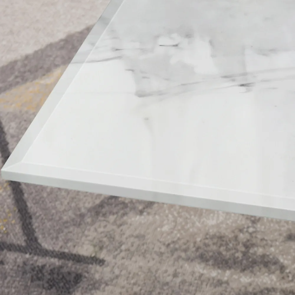 Tavalo Rectangular Coffee Table - White Marble, Glass