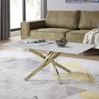 Tavalo Rectangular Coffee Table - White Marble, Glass