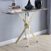 Tavalo Rectangular Console Table - Grey, Glass