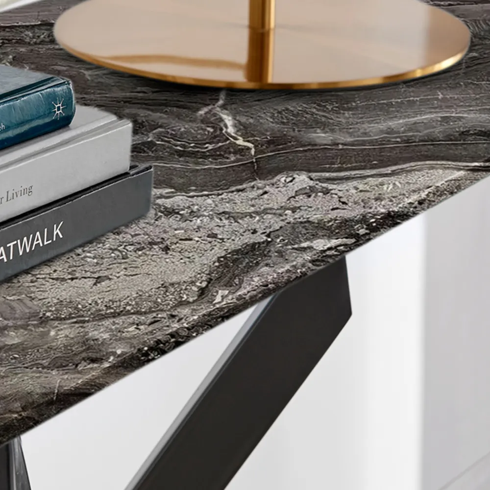 Tavalo Rectangular Console Table - Grey, Glass