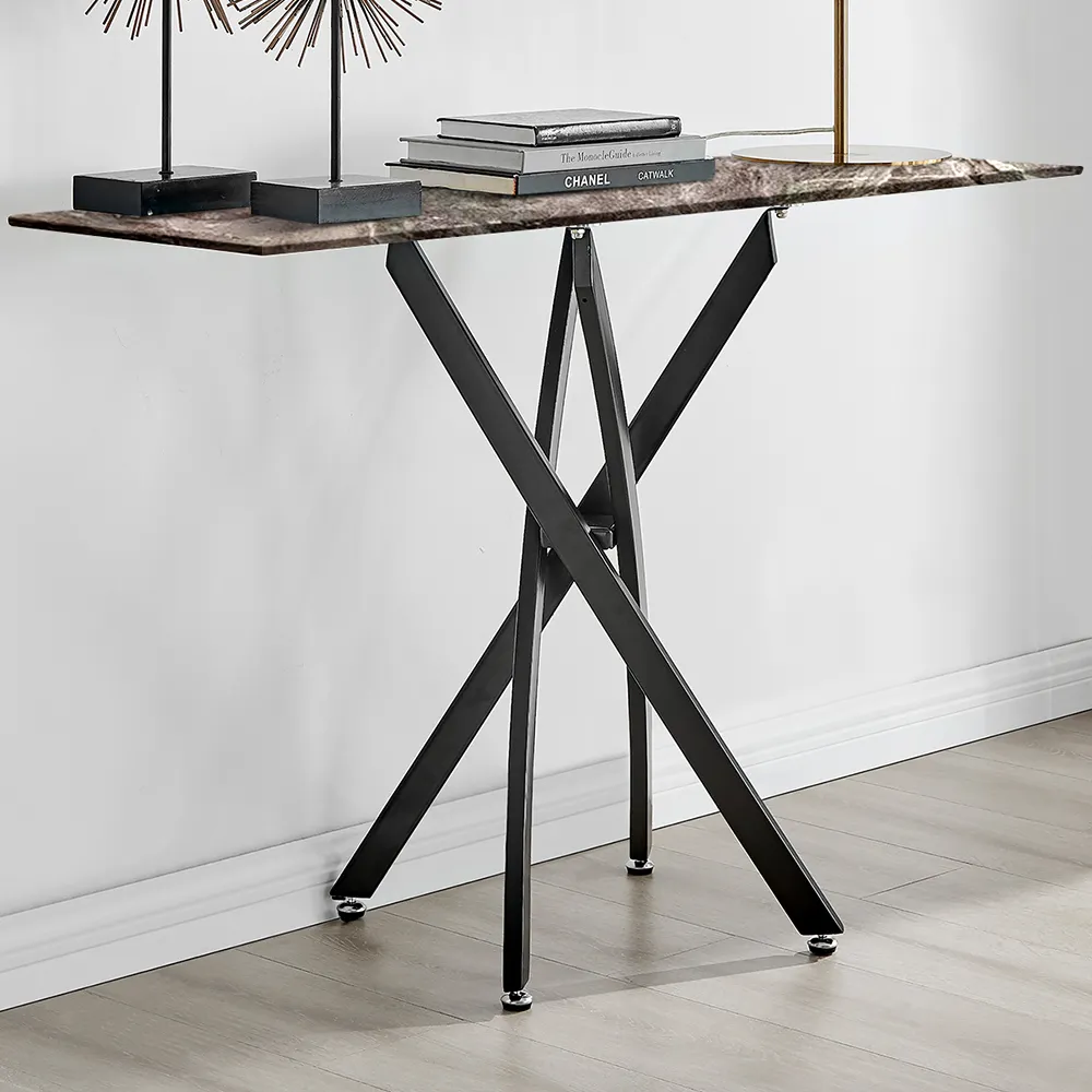 Tavalo Rectangular Console Table - Grey, Glass image