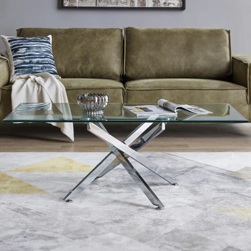 Tavlo Coffee Table - Silver, Glass