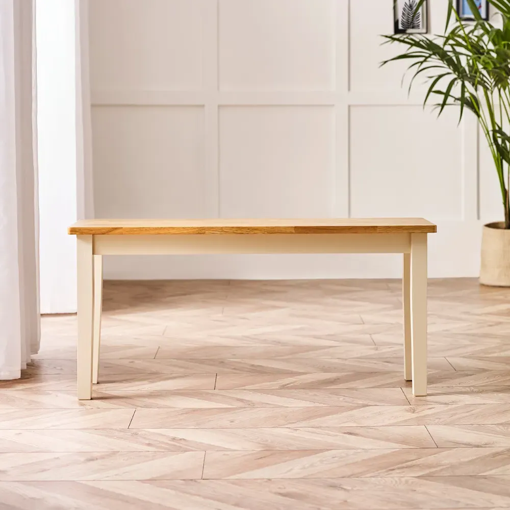 Terfyn 2-Seater Dining Bench - Cream, Oak