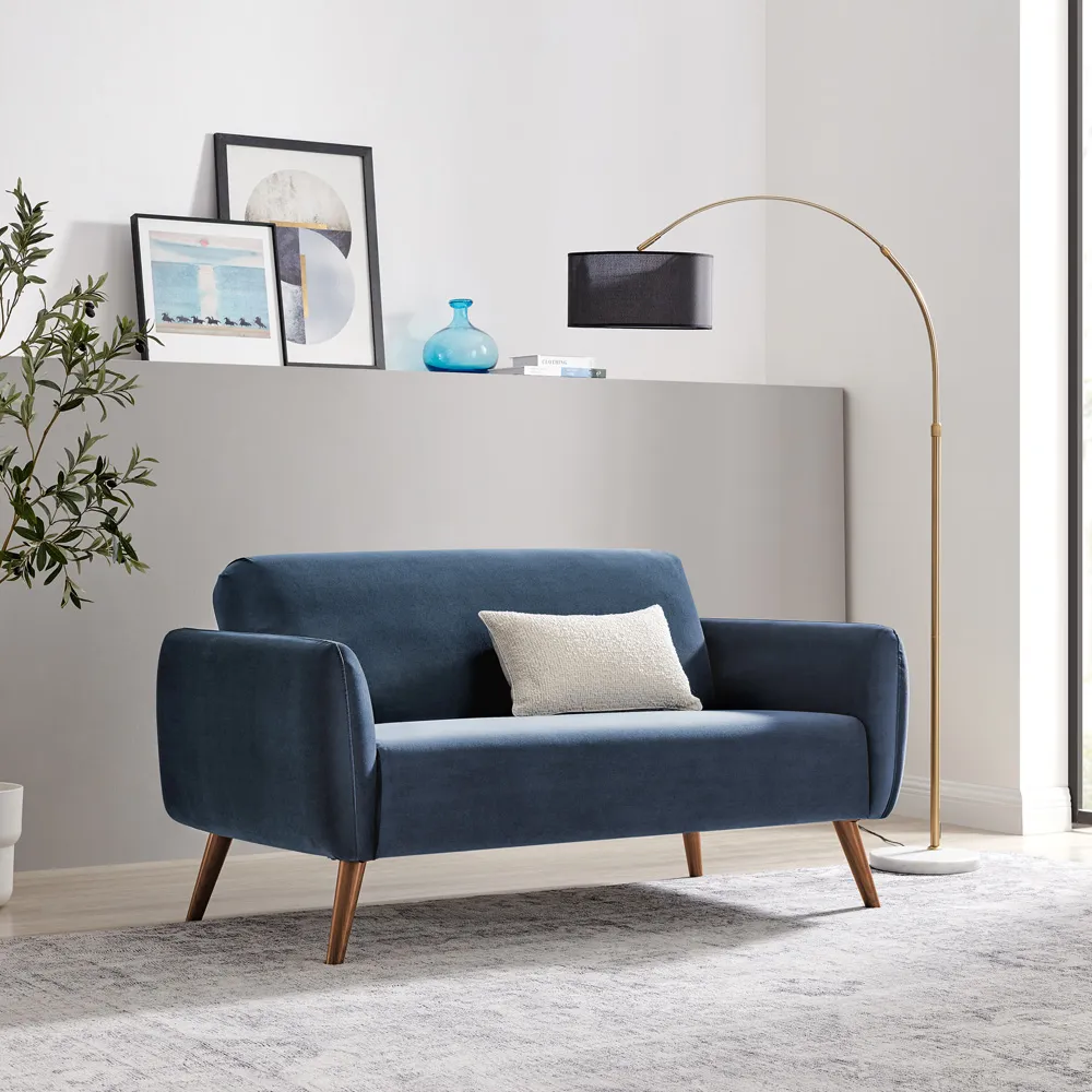 Terry 2-Seater Sofa - Blue, Velvet