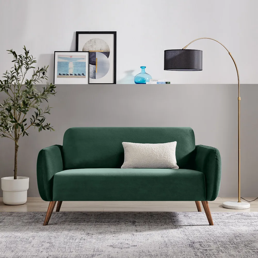 Terry 2-Seater Sofa - Green, Velvet