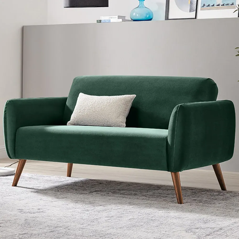 Terry 2-Seater Sofa - Green, Velvet