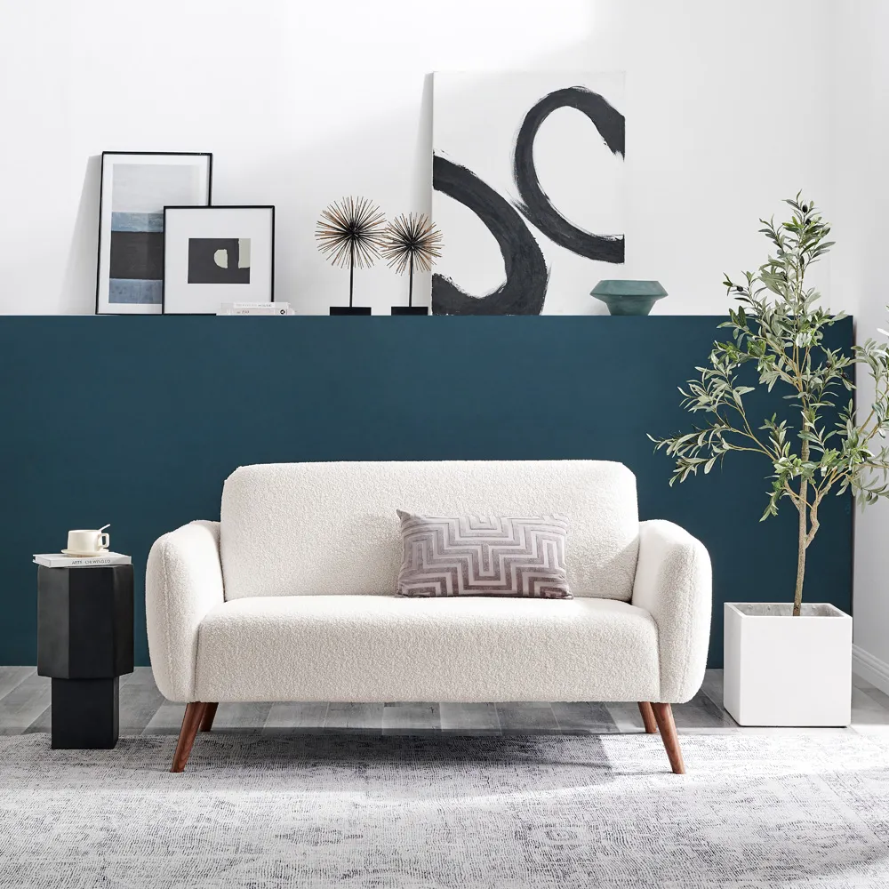 Terry 2-Seater Sofa - White, Boucle