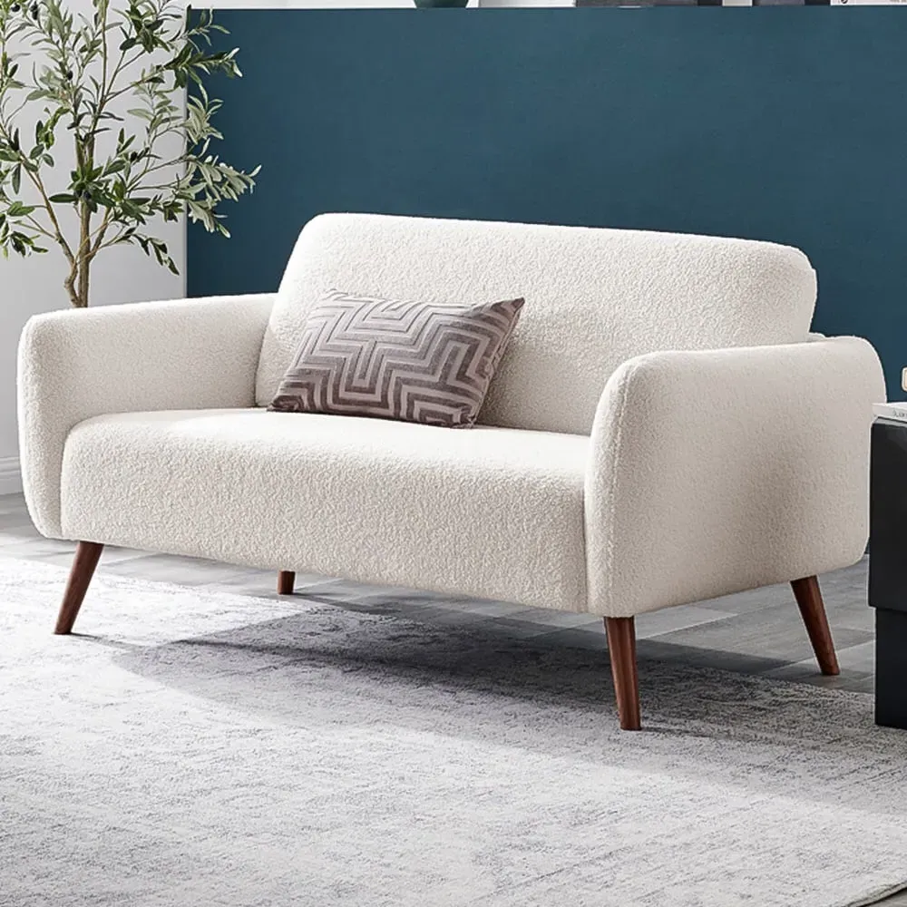 Terry 2-Seater Sofa - White, Boucle