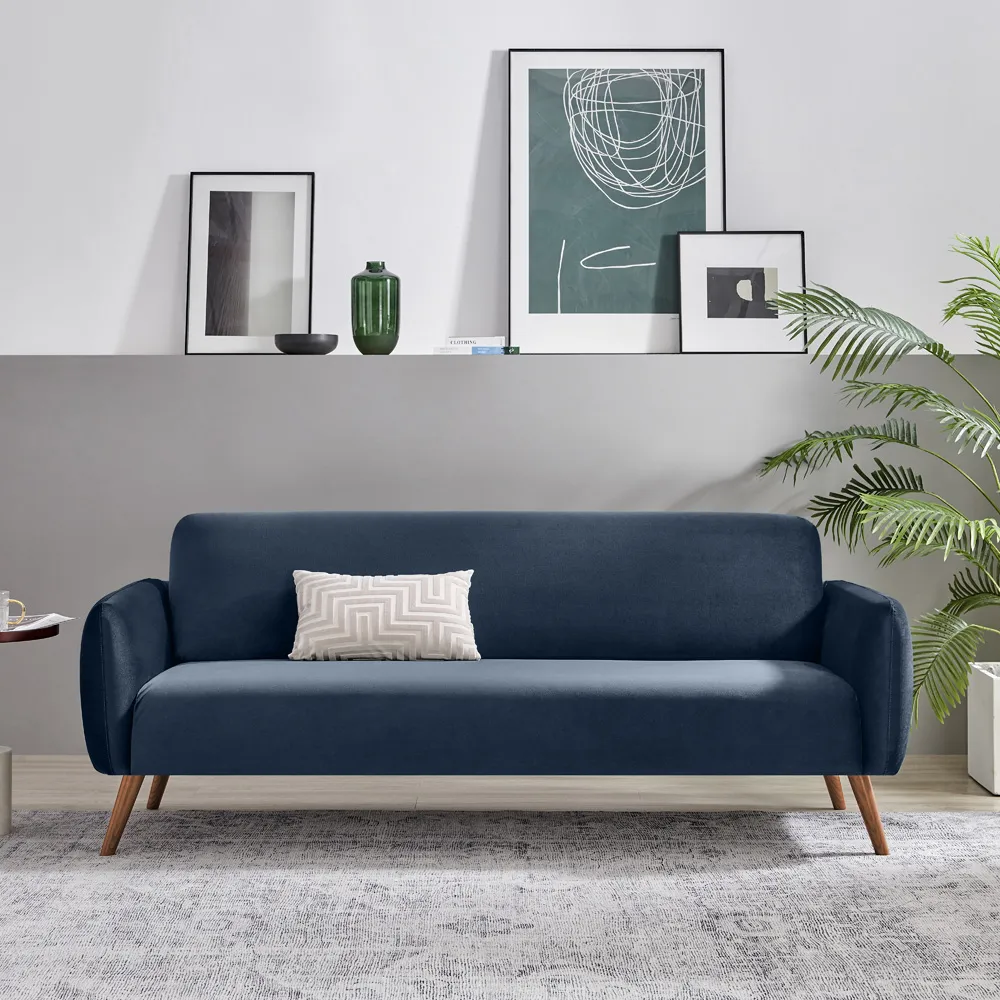 Terry 3-Seater Sofa - Blue, Velvet
